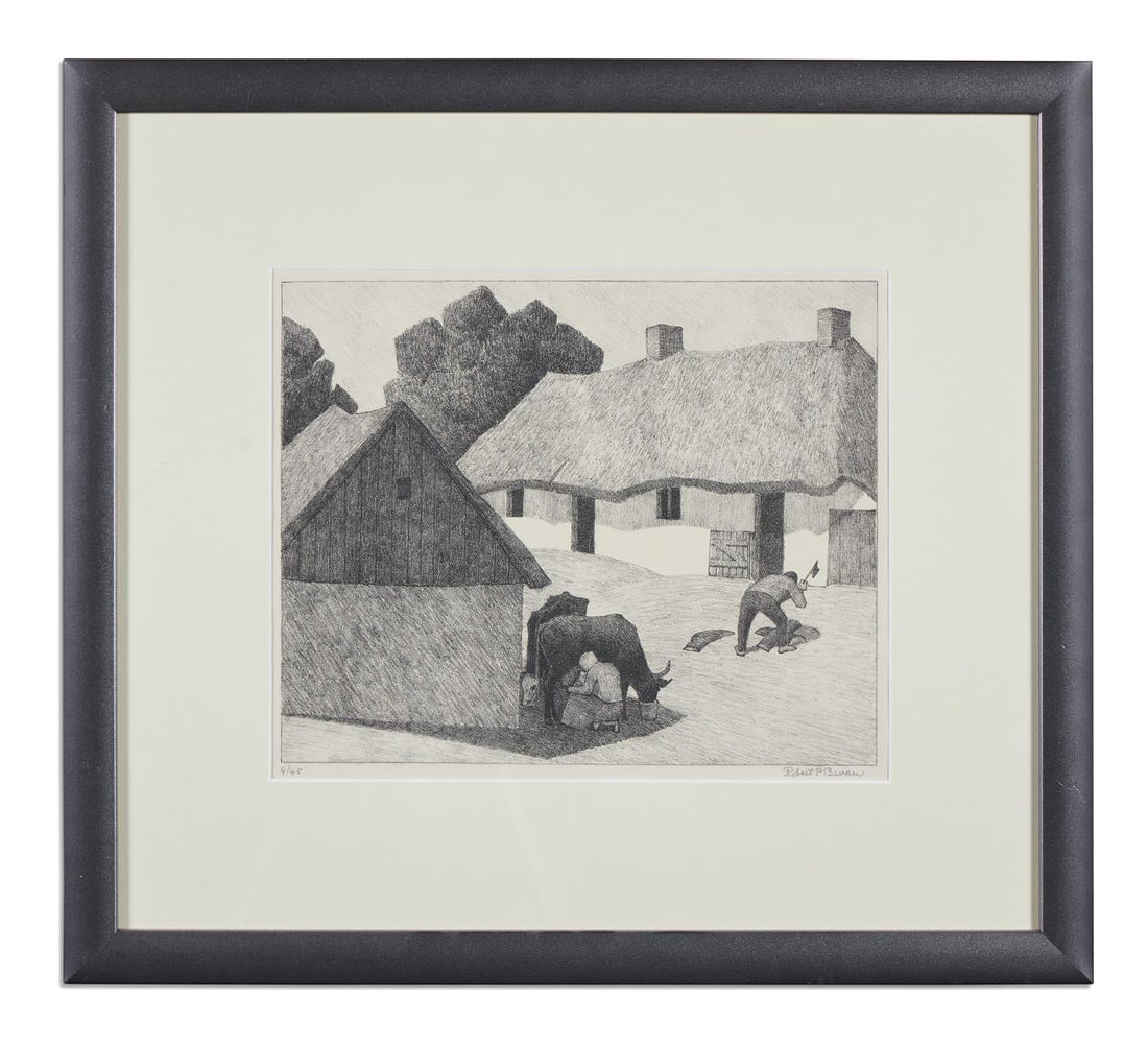 ROBERT POLHILL BEVAN (BRITISH 1865-1925), A POLISH HOMESTEAD (DRY 32): ROBERT POLHILL BEVAN (BRITISH 1865-1925) A POLISH HOMESTEAD (DRY 32)Lithograph, 1922Signed in pencil and numbered 9/45 Image: 20.5 x 25.5cm (8 x 10 in.)