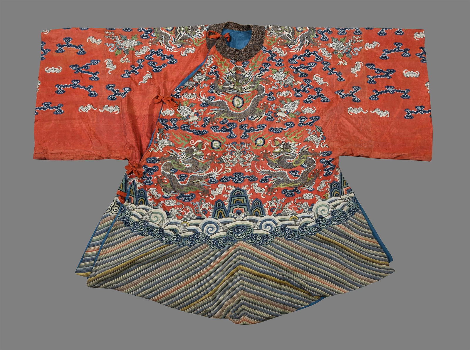 A Chinese orange kesi weave formal dragon robe (1 of 6)