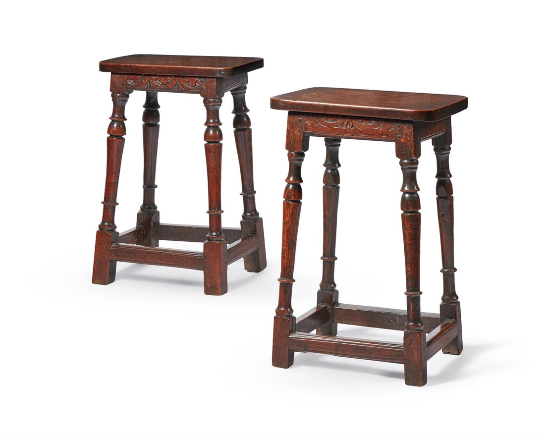 A PAIR OF OAK JOINT STOOLS, 18TH CENTURY (1 of 3)