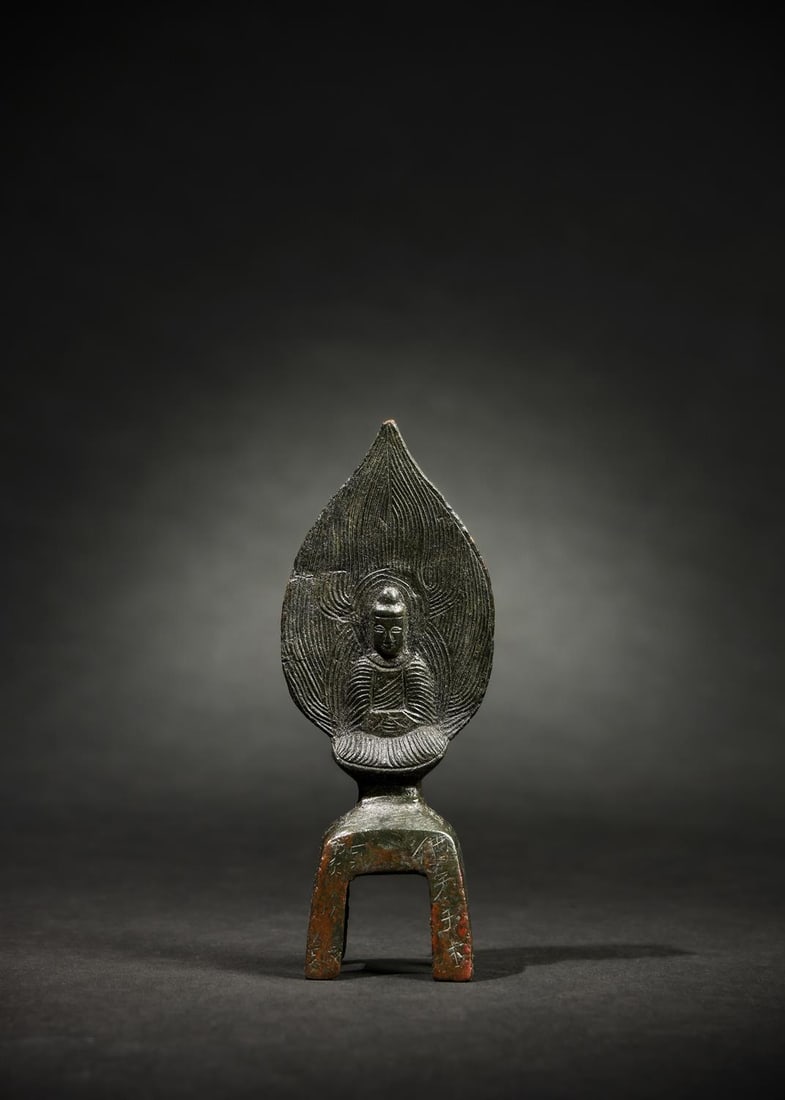 A Chinese Bronze Stele Of Amitabha Buddha Auction