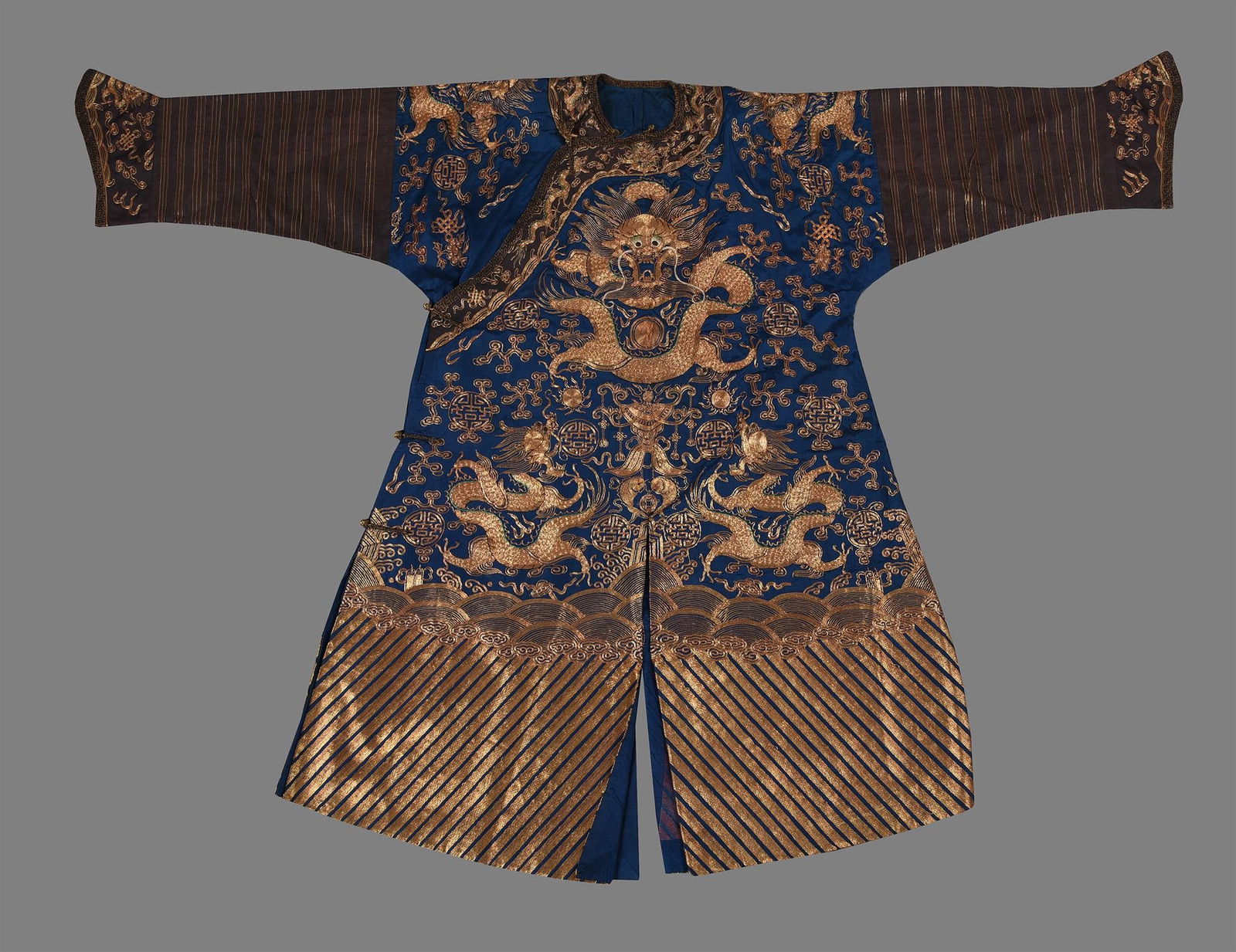 A Chinese blue-ground Mandarin's 'dragon' robe (1 of 6)