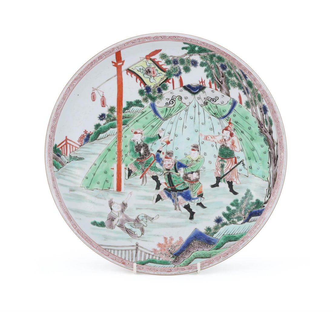 A large Chinese Famille Verte plate (1 of 3)
