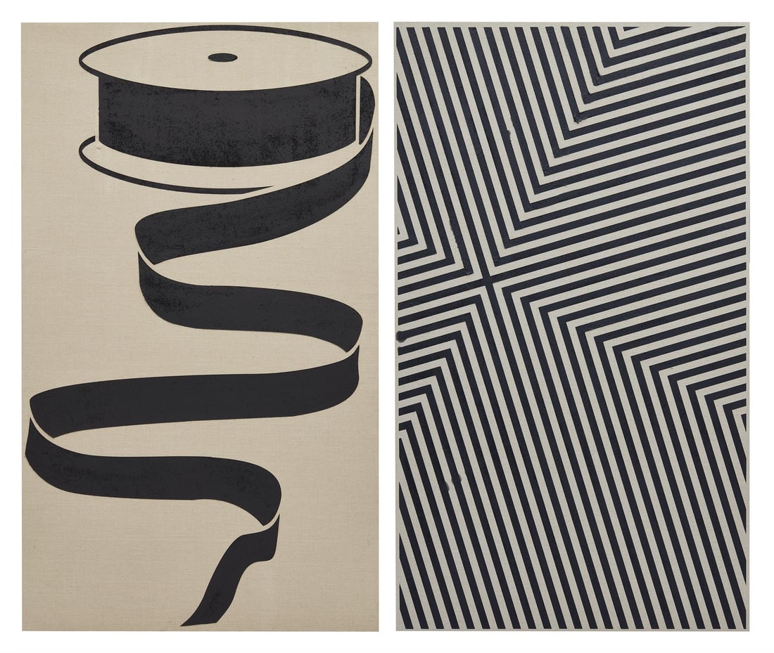 NED VENA (AMERICAN B. 1982), UNTITLED: NED VENA (AMERICAN B. 1982)UNTITLED Rubber on linen Both signed and dated 2012 to overlap (verso)Each 213.5 x 122cm (84 x 48 in.) (2)UnframedExecuted in 2012. Provenance:Bugada & Cargnel, ParisAcquire