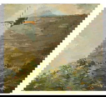 RYAN MCLAUGHLIN (AMERICAN B. 1980), WORCESTER CENTRUM (CENTRE), 2007: RYAN MCLAUGHLIN (AMERICAN B. 1980)WORCESTER CENTRUM (CENTRE), 2007Oil on linen laid to board Signed, titled and dated 2007 twice (verso)50 x 55cm (19½ x 21½ in.)Unframed Provenance:Galerie A