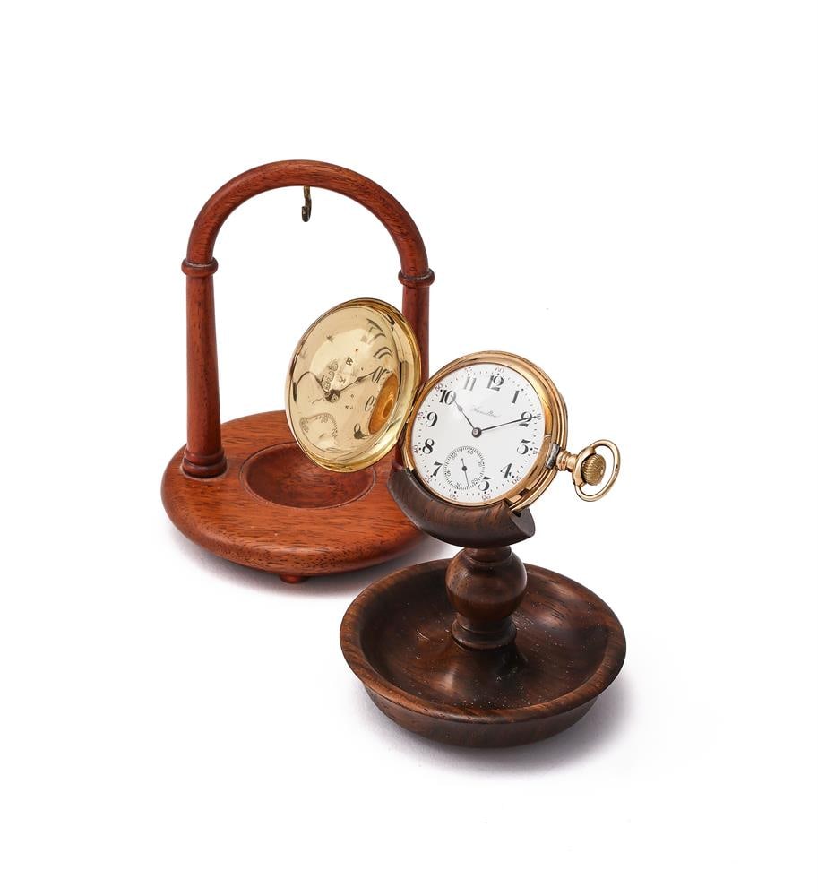 HAMILTON WATCH CO., A GOLD PLATED KEYLESS WIND FULL HUNTER POCKET WATCH (1 of 4)
