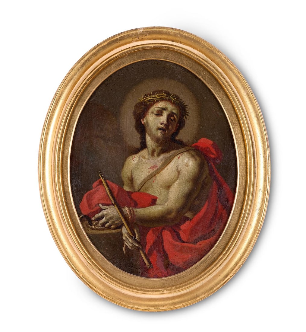 CIRCLE OF FRANCESCO DE MURA (ITALIAN 1696-1782), ECCE HOMO; AND THE HOLY FAMILY: CIRCLE OF FRANCESCO DE MURA (ITALIAN 1696-1782)ECCE HOMO; AND THE HOLY FAMILY Oil on copper, oval Each 22.5 x 17cm (8¾ x 6½ in.)