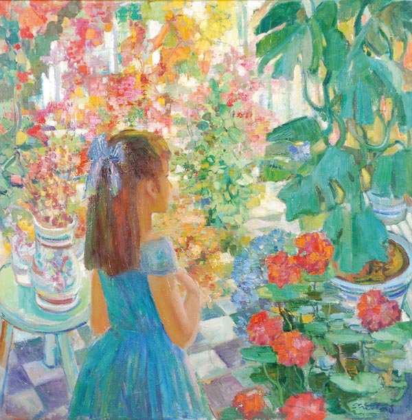 John Strevens (1902-1990) The blue butterfly Oil o: John Strevens (1902-1990) The blue butterfly Oil on canvas Signed lower right Inscribed on reverse 91 x 91 cm (35 3/4 x 35 3/4 in) Please note this lot may be subject to droit de suite. <