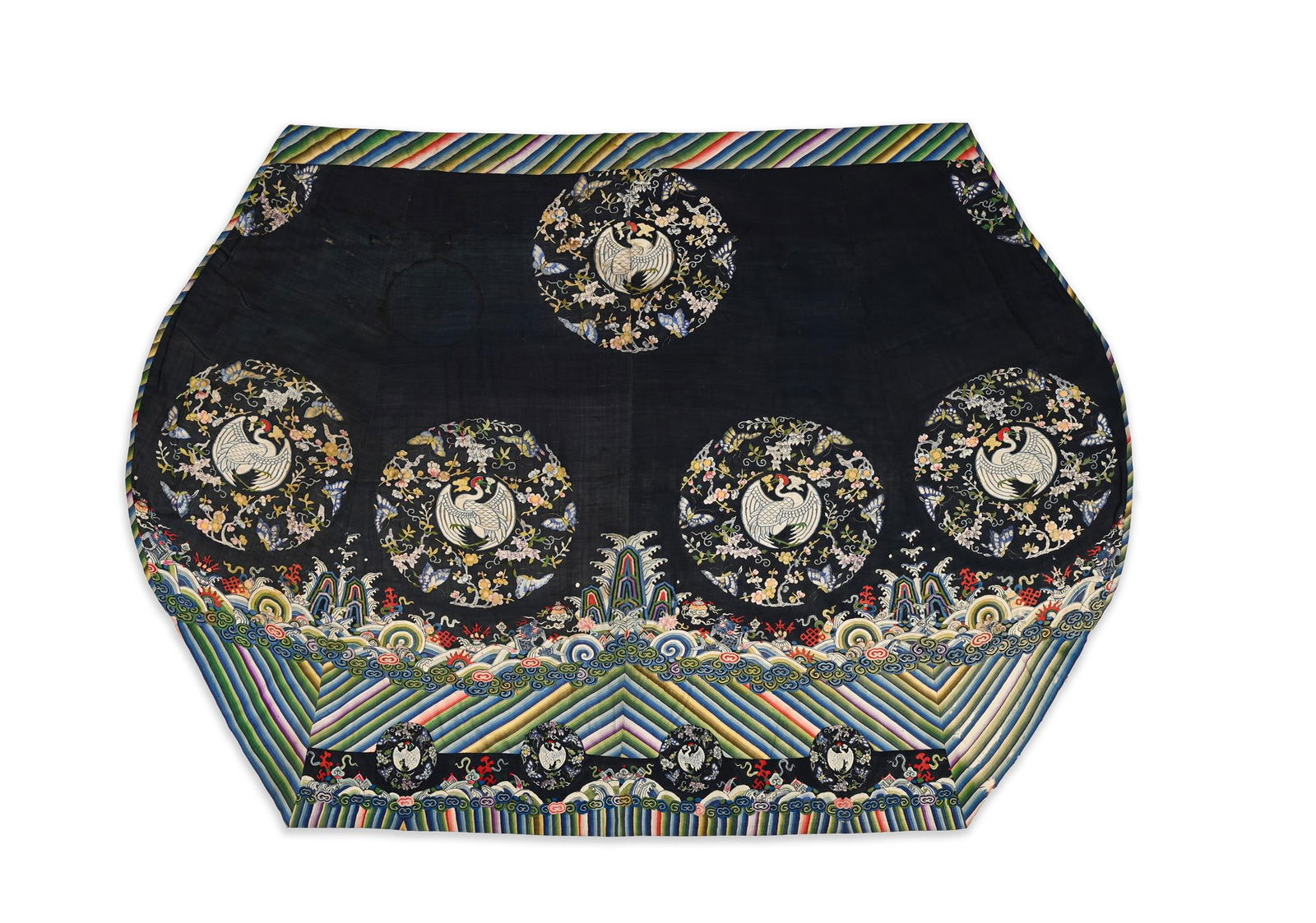 Five Chinese kesi weave crane roundels (1 of 3)