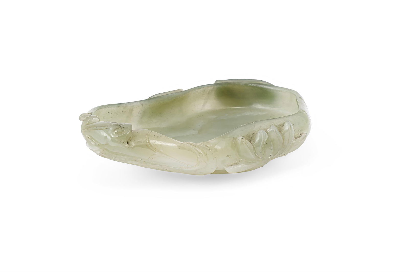 A Chinese celadon jade 'Lotus pond' washer (1 of 4)
