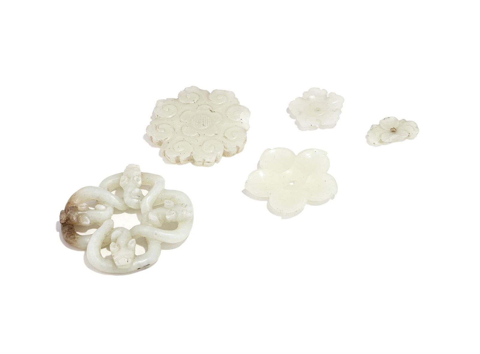 A group of Chinese pale celadon jade and glass carvings (1 of 3)