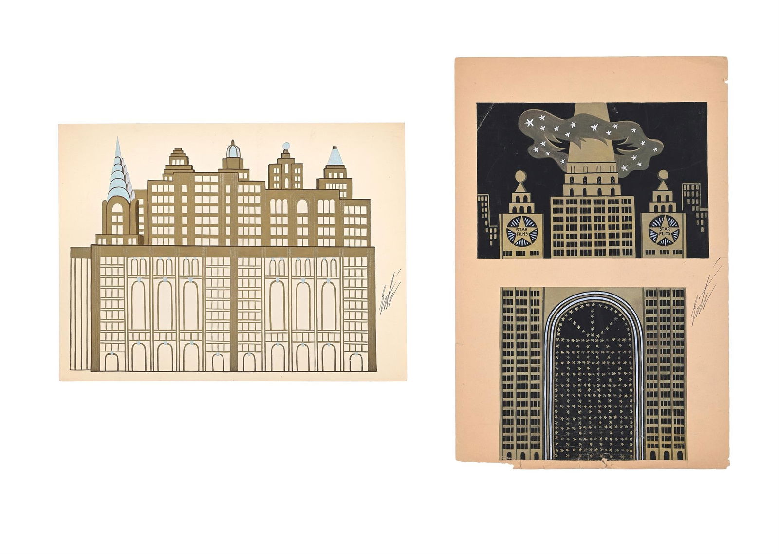 λ ERTÉ (FRENCH 1892-1990); TWO ARCHITECTURAL DRAWINGS (1 of 5)