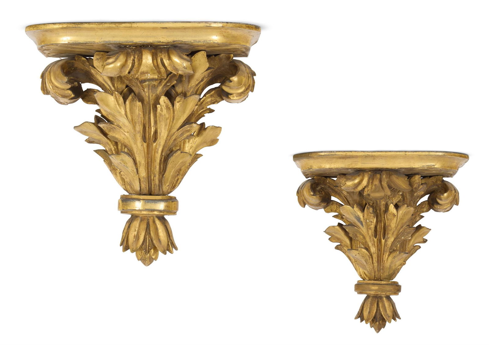 A PAIR OF GILTWOOD WALL BRACKETS, ENGLISH, 19TH CENTURY (1 of 1)