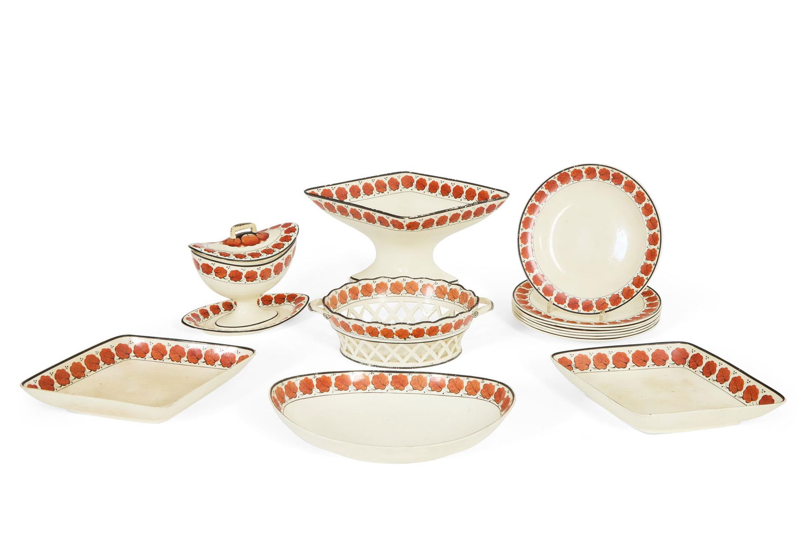 A CREAMWARE PART DESSERT SERVICE, ENGLISH, EARLY 19TH CENTURY (1 of 1)