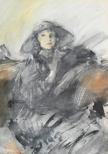 AMBROSE MCEVOY (BRITISH 1878-1927), PORTRAIT OF LADY DIANA COOPER: AMBROSE MCEVOY (BRITISH 1878-1927)PORTRAIT OF LADY DIANA COOPER Watercolour and gouache41 x 28cm (16 x 11 in.)Provenance:Professor Philip Rieff (1922-2006), Philadelphia Museum of ArtSpink, London