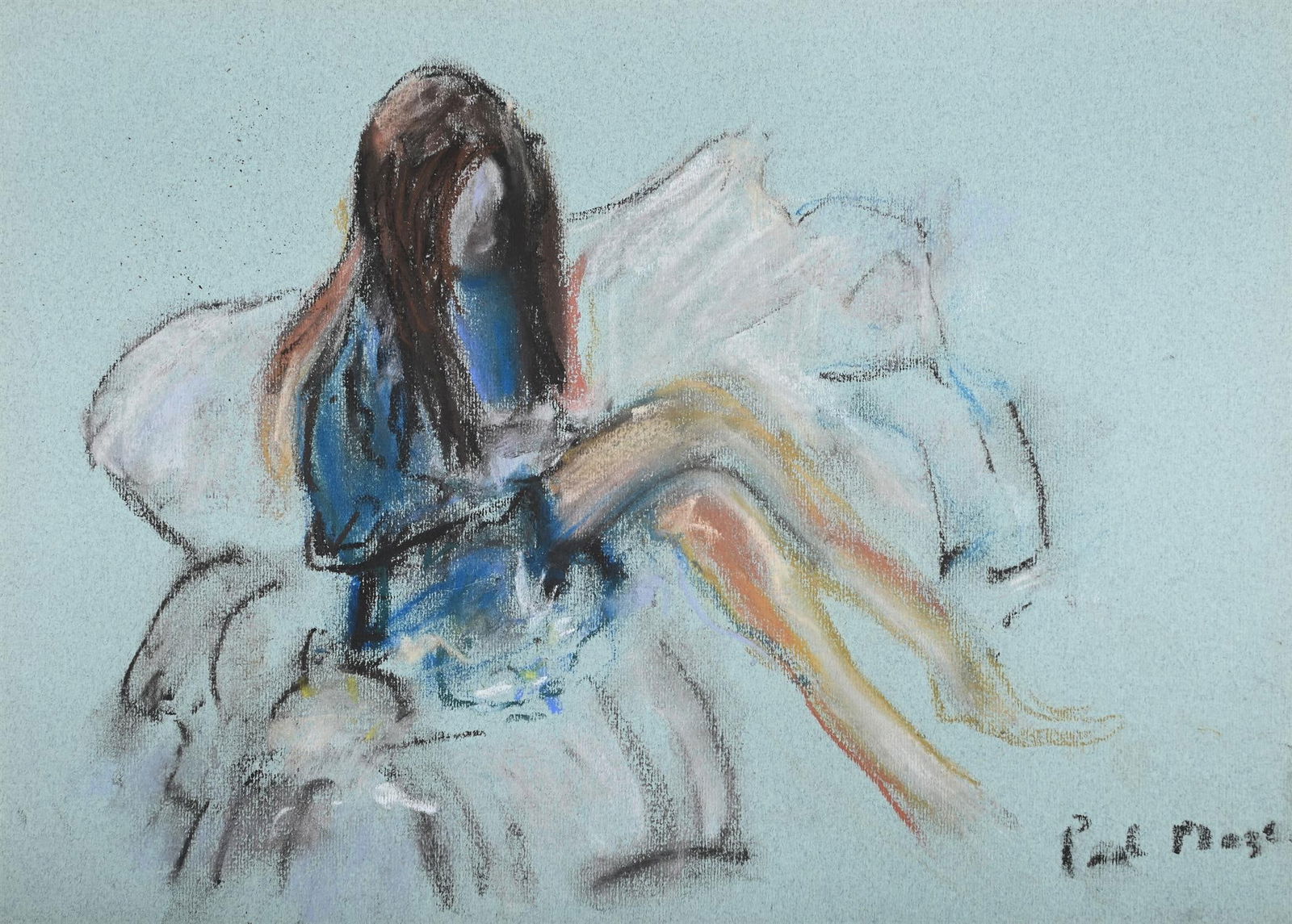 λ PAUL LUCIEN MAZE (FRENCH/BRITISH 1887-1979), PORTRAIT OF A LADY SEATED: λ PAUL LUCIEN MAZE (FRENCH/BRITISH 1887-1979)PORTRAIT OF A LADY SEATED Pastel Signed (lower right)21 x 29cm (8¼ x 11¼ in.) λ indicates that this lot may be subject to Droit de Suit