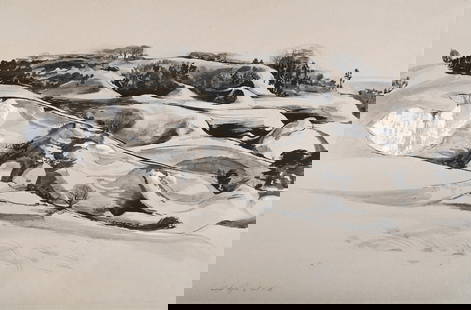 λ MICHAEL AYRTON (BRITISH 1921-1975), CHALK PITS: λ MICHAEL AYRTON (BRITISH 1921-1975)CHALK PITSInk, wash and gouacheSigned and dated March 15 '45 (lower left)37 x 55cm (14½ x 21½ in.)Provenance:Roland, Browse and Delbanco, LondonThe P
