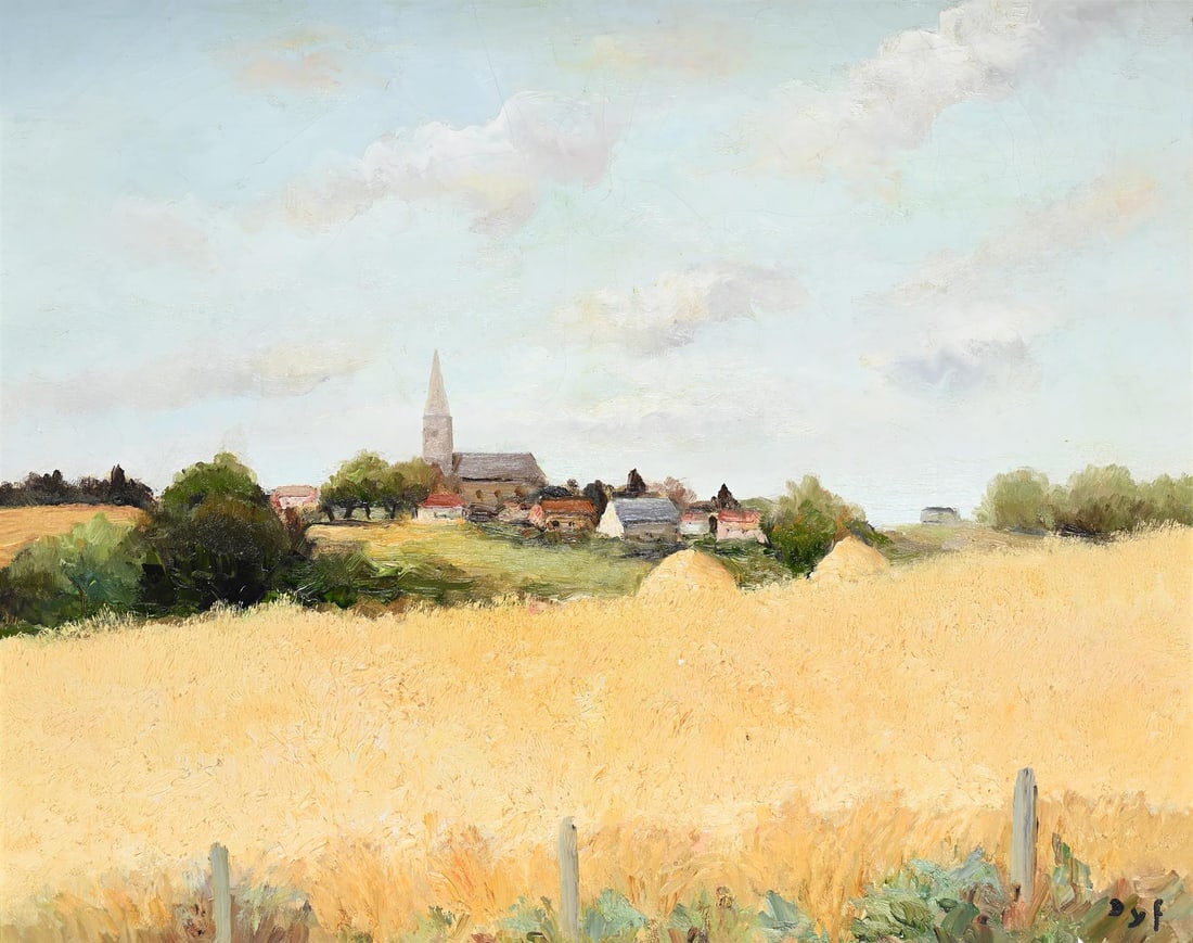 λ MARCEL DYF (FRENCH 1899-1985), PAYSAGE DE MOISSON À SURZUR EN BRETAGNE: λ MARCEL DYF (FRENCH 1899-1985)PAYSAGE DE MOISSON À SURZUR EN BRETAGNEOil on canvasSigned (lower right)60 x 73cm (23½ x 28½ in.)Painted circa 1979.Provenance:Frost & Reed Ltd., Lon