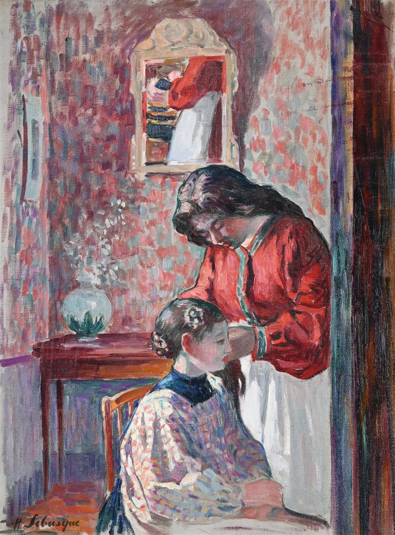HENRI LEBASQUE (FRENCH 1865-1937), LA COIFFURE: HENRI LEBASQUE (FRENCH 1865-1937)LA COIFFUREOil on canvasSigned (lower left)65 x 49cm (25½ x 19¼ in.)Painted circa 1905-1906.Provenance:Galerie du Drap d'Or, Cannes Private Collection, Londo