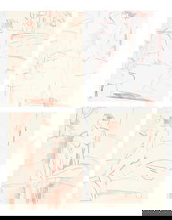 λ ROSE HILTON (BRITISH 1931-2019), FOUR STUDIES OF VAL (4): λ ROSE HILTON (BRITISH 1931-2019)FOUR STUDIES OF VALBrush and ink on paperAll signed in pencil (lower left or right)Each 28.5 x 22cm (11 x 8½ in.) (4) λ indicates that this lot may be s