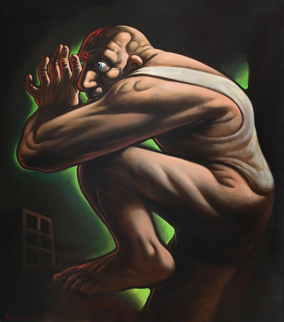 λ PETER HOWSON (BRITISH B. 1958), PHEONIX: λ PETER HOWSON (BRITISH B. 1958)PHEONIX Oil on canvas Signed (lower left)122.5 x 106.5cm (48 x 41¾ in.)Painted in 2001. Provenance:Flowers East, London λ indicates that this lot may be