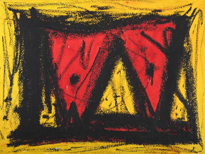 λ WILLIAM GEAR (BRITISH 1915-1997), TWIN RED: λ WILLIAM GEAR (BRITISH 1915-1997)TWIN REDPastelSigned and dated 1995 (lower right); further signed, titled and dated Nov '95 (verso) 36.5 x 48.5cm (14¼ x 19 in.)Provenance:Private Collectio