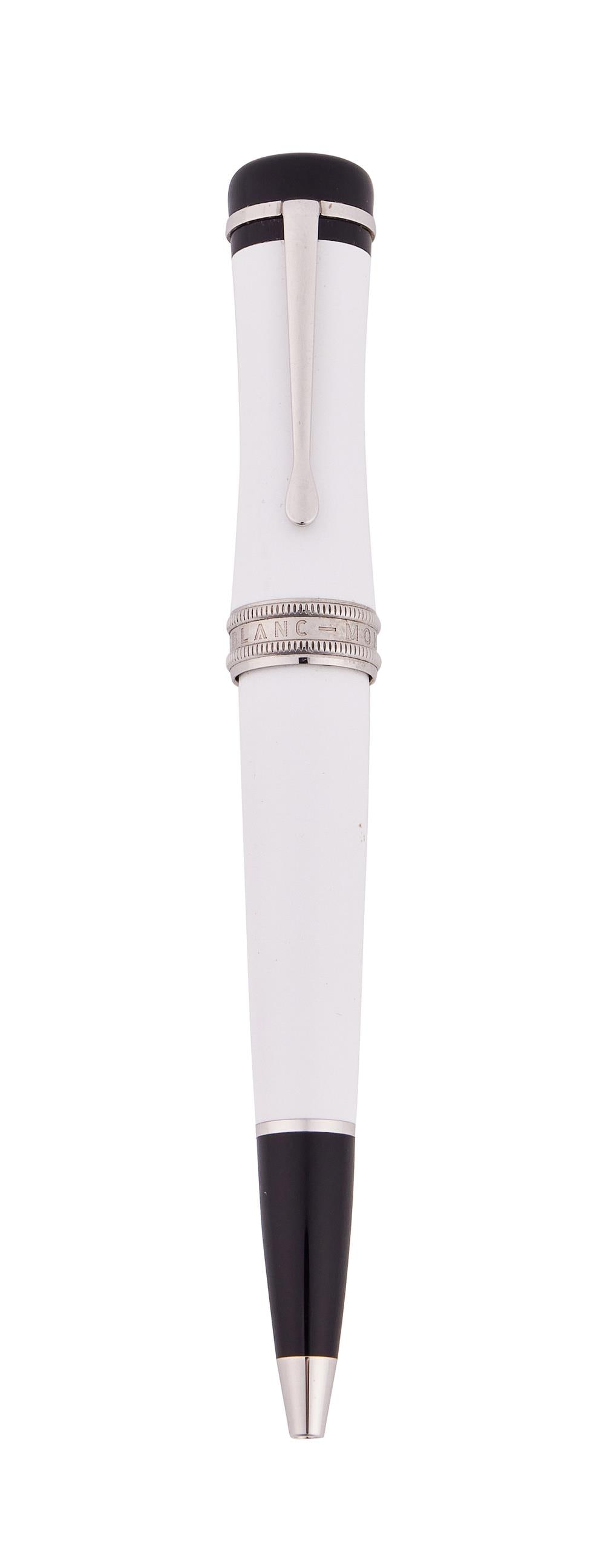 MONTBLANC, BONHEUR, A BALLPOINT PEN: MONTBLANC, BONHEURA BALLPOINT PEN, 2023Cap and Barrel: White cap and barrel, the cap with a white metal clip and cap band Accessories: None