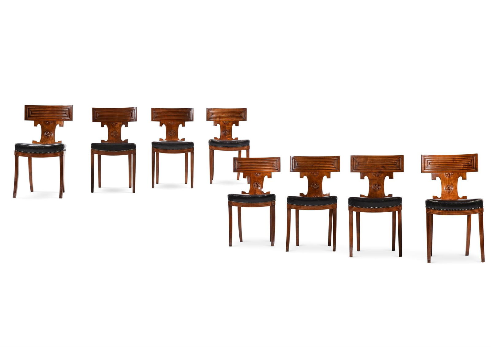 A SET OF EIGHT FRUITWOOD 'KLISMOS' CHAIRS, IN THE MANNER OF THOMAS HOPE, 20TH CENTURY (1 of 6)