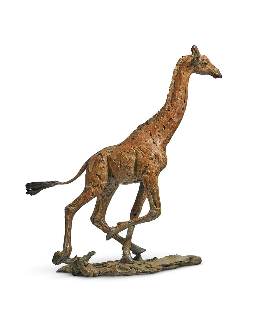λ HAMISH MACKIE (BRITISH B. 1973), RUNNING GIRAFFE: λ HAMISH MACKIE (BRITISH B. 1973)RUNNING GIRAFFE Bronze Signed, dated 2017 and numbered 11/12 Height: 80cm (31¼ in.) λ indicates that this lot may be subject to Droit de Suite royalty c