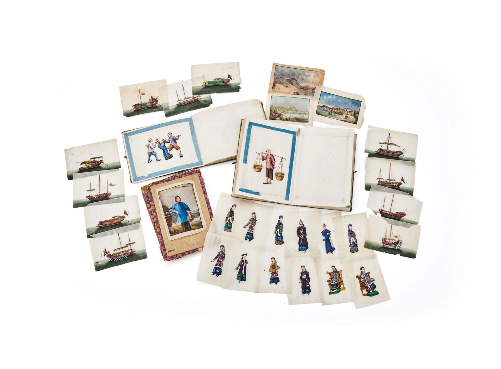 A large group of Chinese Export small pith paintings (1 of 1)