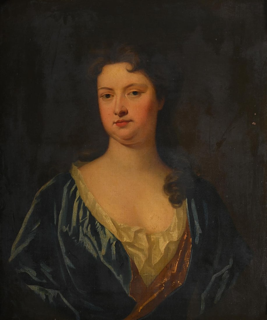FOLLOWER OF THEODORE HEINZ, PORTRAIT OF BRIDGET, DAUGHTER OF SIR JOHN MONSON: FOLLOWER OF THEODORE HEINZ PORTRAIT OF BRIDGET, DAUGHTER OF SIR JOHN MONSONOil on canvas77 x 63cm (30¼ x 24¾ in.)According to the hand written label verso, the sitter is identified as Bridge