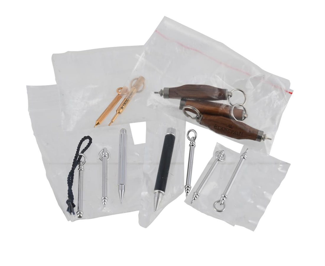 A COLLECTION OF WATCH ADJUSTMENT PIN TOOLS: A COLLECTION OF WATCH ADJUSTMENT PIN TOOLS