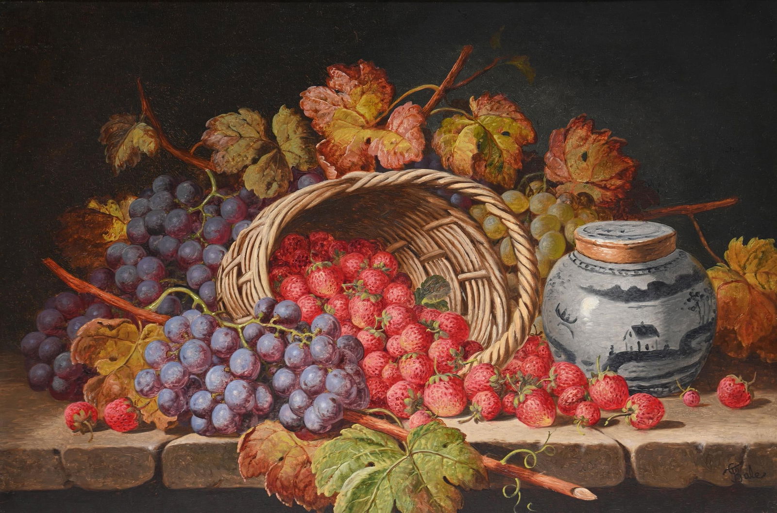 CHARLES THOMAS BALE (BRITISH 1849- 1925), STILL LIFE WITH A BASKET OF STRAWBERRIES: CHARLES THOMAS BALE (BRITISH 1849-1925) STILL LIFE WITH A BASKET OF STRAWBERRIESOil on canvasSigned (lower right)51 x 76cm (20 x 29¾ in.)