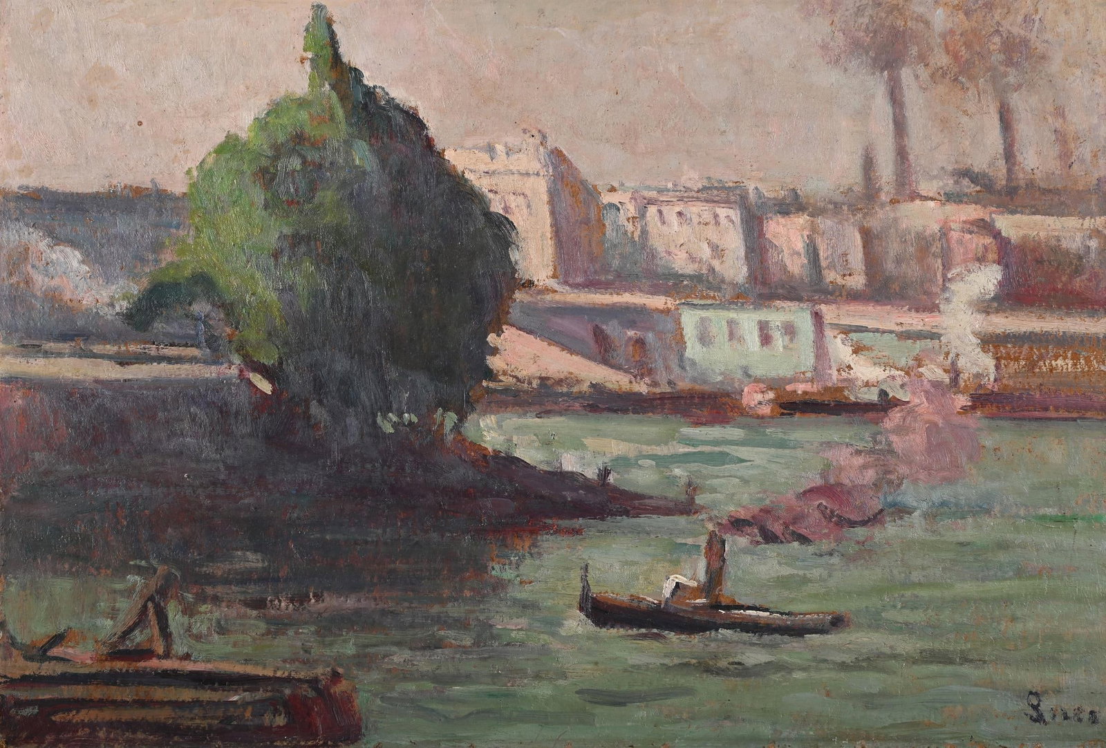 MAXIMILIEN LUCE (FRENCH 1858-1941), ROUEN - LE PONT CORNEILLE: MAXIMILIEN LUCE (FRENCH 1858-1941)ROUEN - LE PONT CORNEILLEOil on boardSigned (lower right)34.5 x 51cm (13½ x 20 in.)Provenance:Sale, Christie's, London, 6-10 December 1968, lot 185 (erroneously