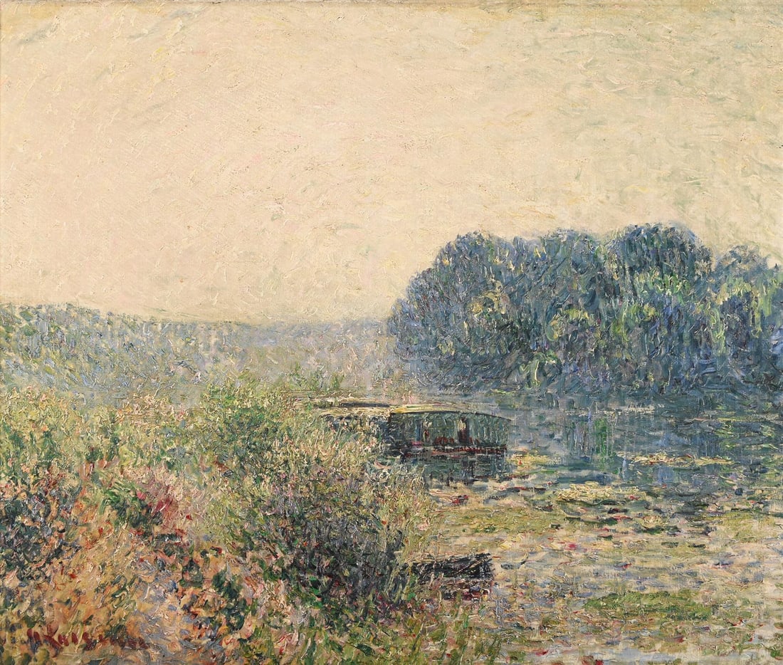 GUSTAVE LOISEAU (FRENCH 1865-1935), AU BORD DE LA RIVIERE: GUSTAVE LOISEAU (FRENCH 1865-1935)AU BORD DE LA RIVIEREOil on canvasSigned (lower left)50 x 61cm (19½ x 24 in.)Painted circa 1905.Provenance:Private Collection (acquired circa 1960/70s)Private Co