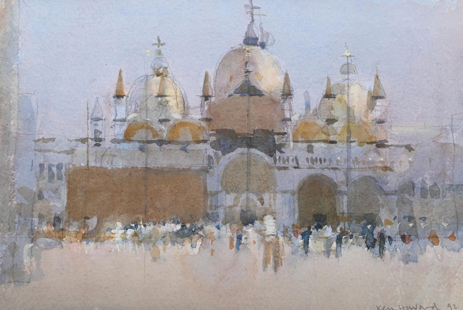 λ KEN HOWARD (BRITISH 1932-2022), VENICE: λ KEN HOWARD (BRITISH 1932-2022)VENICE Watercolour and pencil Signed and dated 92 (lower right)18.5 x 27.5cm (7¼ x 10¾ in.)