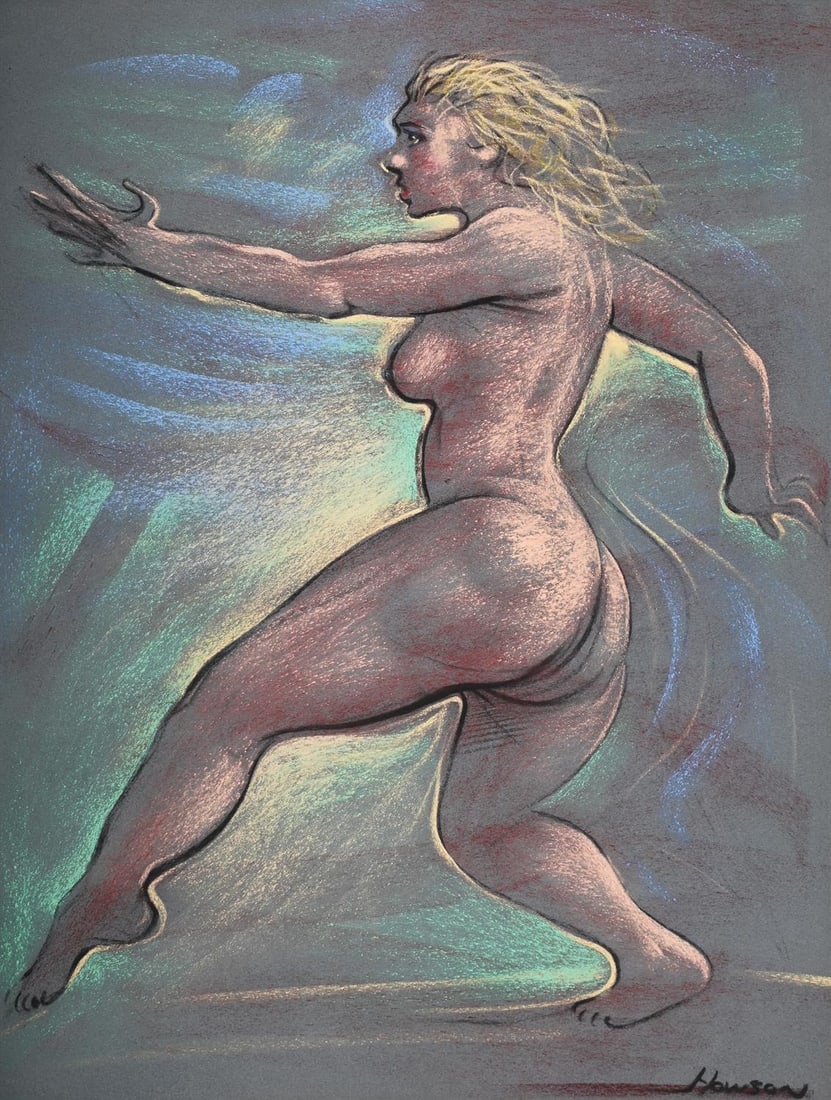 λ PETER HOWSON (SCOTTISH B. 1958), RUNNING WOMAN: λ PETER HOWSON (SCOTTISH B. 1958)RUNNING WOMAN Pastel Signed (lower right)59.5 x 45cm (23¼ x 17½ in.)Provenance:King's Court Galleries, Falkirk