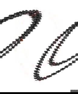 A CHINESE HARDWOOD PRAYER NECKLACE, QING DYNASTY: A CHINESE HARDWOOD PRAYER NECKLACE QING