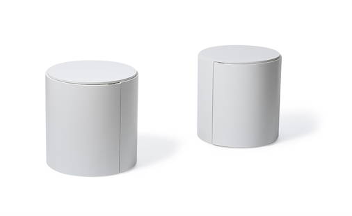 LUDOVICA & ROBERTO PALOMBA (ITALIAN), A PAIR OF 'TOP' SIDE TABLES, ITALIAN, MODERN: LUDOVICA & ROBERTO PALOMBA (ITALIAN)A PAIR OF 'TOP' SIDE TABLES, MODERNeach 47.5cm high, 46cm diameter Provenance:Purchased from Lema UK Ltd