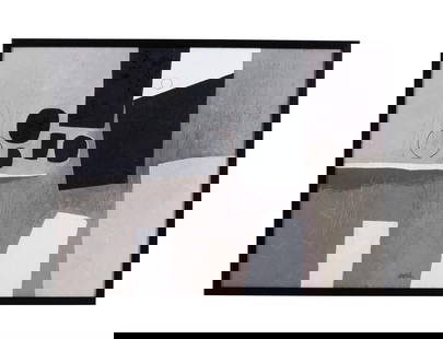 λ PAUL RUDALL (BRITISH 1912-2012), BLACK AND GREY ABSTRACT: ? PAUL RUDALL (BRITISH 1912-2012)BLACK AND GREY ABSTRACTOil on boardSigned (lower centre)60 x 80cm ? indicates that this lot may be subject to Droit de Suite royalty charges. Please see our Terms & Co
