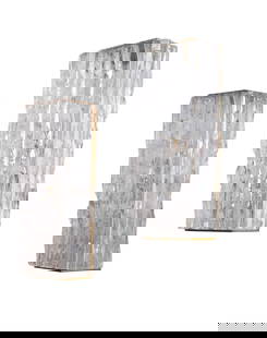 MANNER OF J.T KALMAR (AUSTRIAN), A PAIR OF CLEAR TEXTURED GLASS WALL LIGHTS, MODERN: MANNER OF J.T KALMAR (AUSTRIAN) A PAIR OF CLEAR TEXTURED GLASS WALL LIGHTSMODERNeach 47cm high, 23cm wide, 13.5cm protuberance