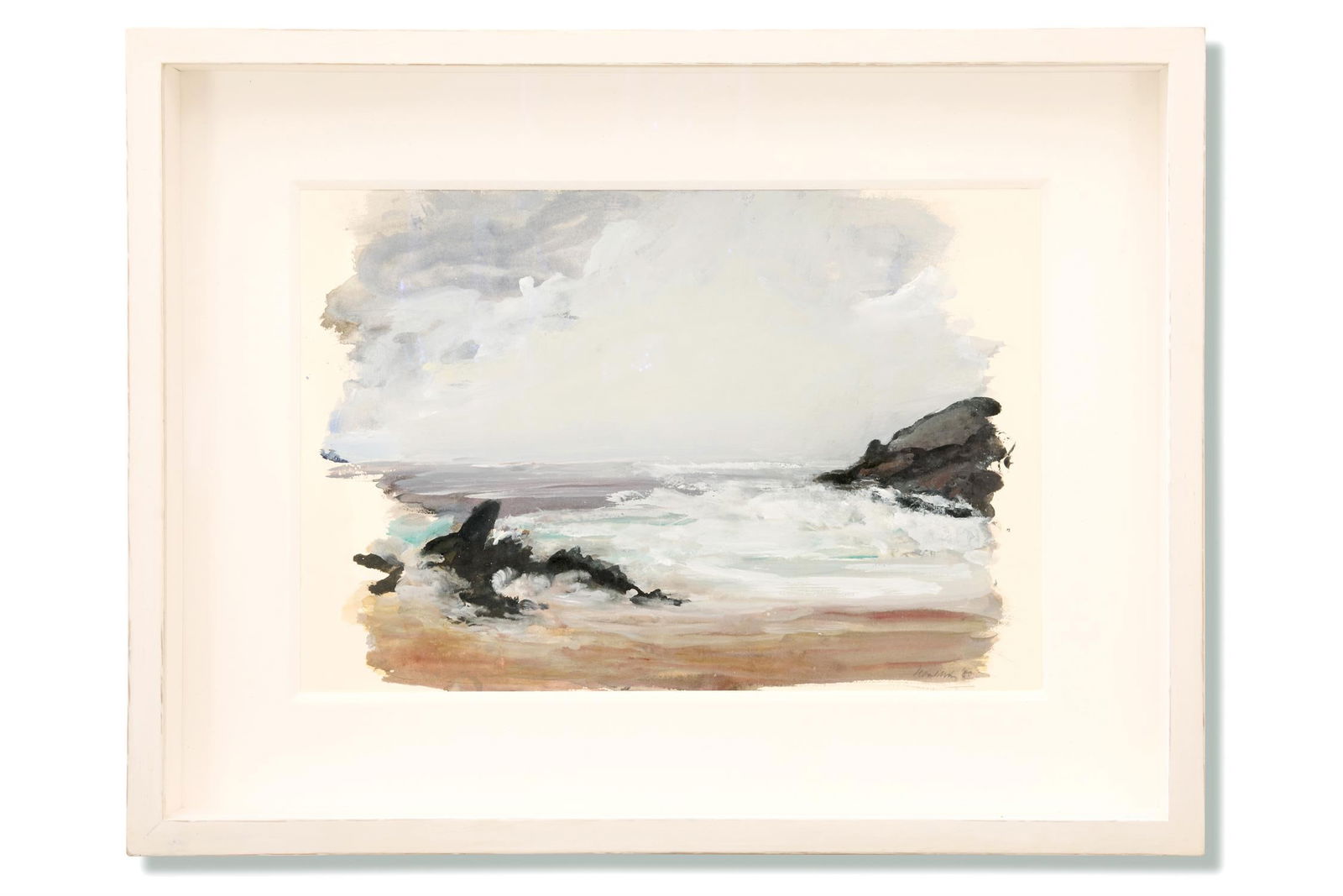 λ MAGGI HAMBLING (BRITISH B. 1945), STORM LIGHT 1980: λ MAGGI HAMBLING (BRITISH B. 1945) STORM LIGHT 1980Watercolour and bodycolour on paperSigned and dated 'Hambling '80' (lower right)31.8 x 48.4cm (12½ x 19 in.)Exhibited: Maggie Hambling: Pai