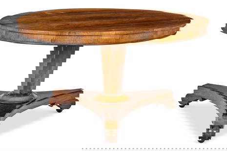 Y A WILLIAM IV ROSEWOOD TILT-TOP CIRCULAR TABLE, SECOND QUARTER 19TH CENTURY: Y A WILLIAM IV ROSEWOOD TILT-TOP CIRCULAR TABLE SECOND QUARTER 19TH CENTURY With a faceted column and tripartite base, on later ball feet73cm high, 130cm diameter &#978; Indicates that this lot may be