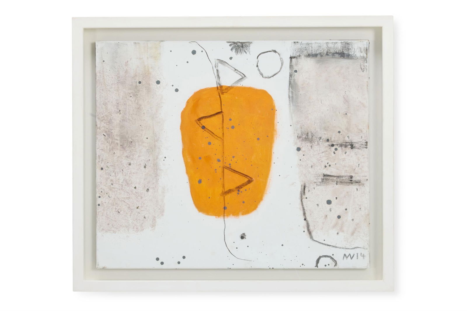 λ MICHAEL VAUGHAN (BRITISH B. 1948), UNTITLED: λ MICHAEL VAUGHAN (BRITISH B. 1948) UNTITLEDAcrylic on canvasSigned with initials and dated 'MV 14' (lower right)45 x 54.5cm (17½ x 21¼ in.)Vaughan worked with Maggi Hambling at Morley