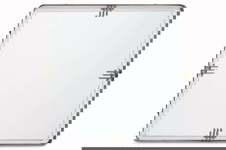 A BRASS FRAMED SQUARE MIRROR, DESIGN ATTRIBUTED TO GIO PONTI: A BRASS FRAMED SQUARE MIRRORDESIGN ATTRIBUTED TO GIO PONTI, LATE 20TH CENTURYThe plate within a white painted border62cm square