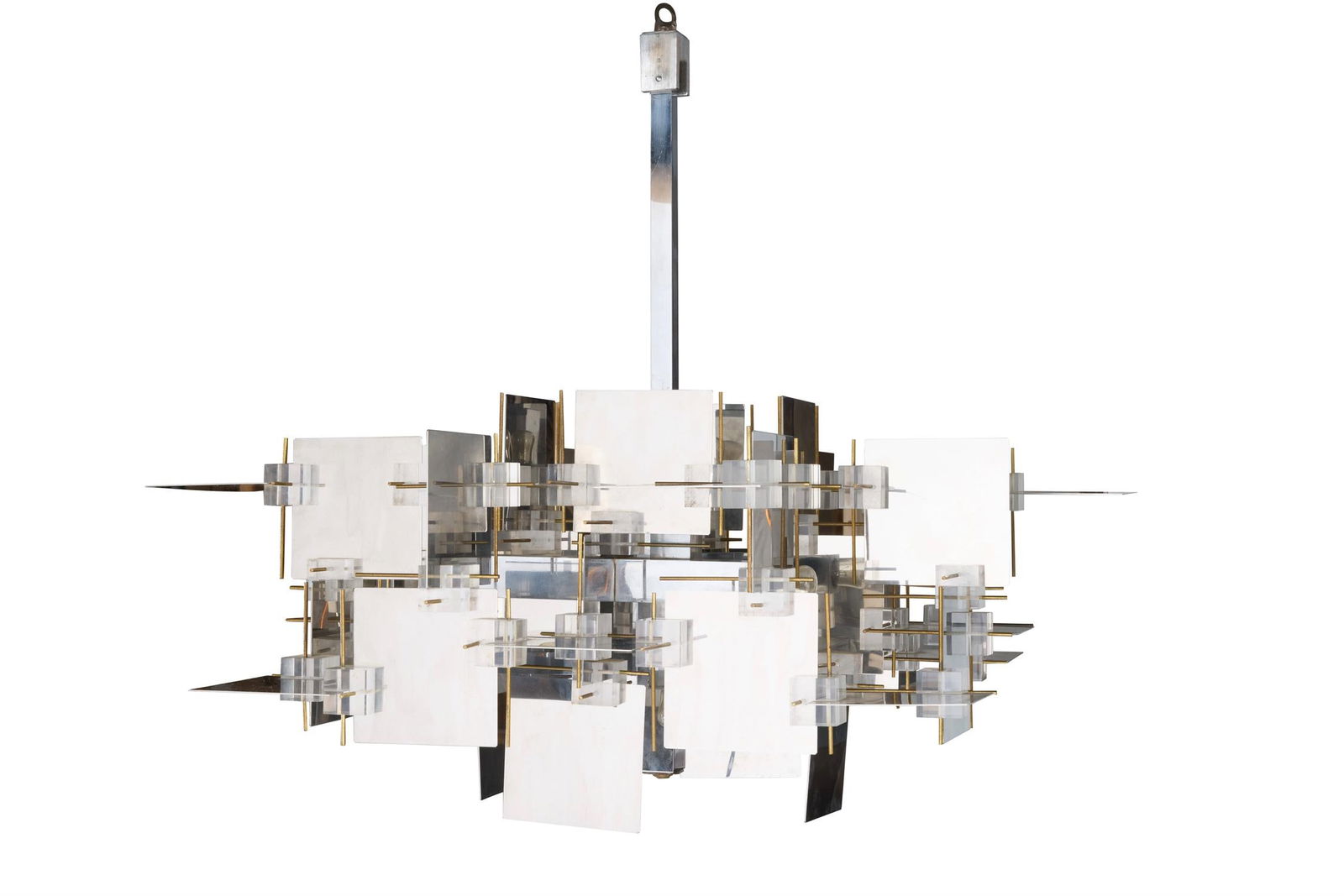 GAETANO SCIOLARI (ITALIAN, 1927-1994), A 'CUBIC' CHANDELIER, SECOND HALF 20TH CENTURY (1 of 2)