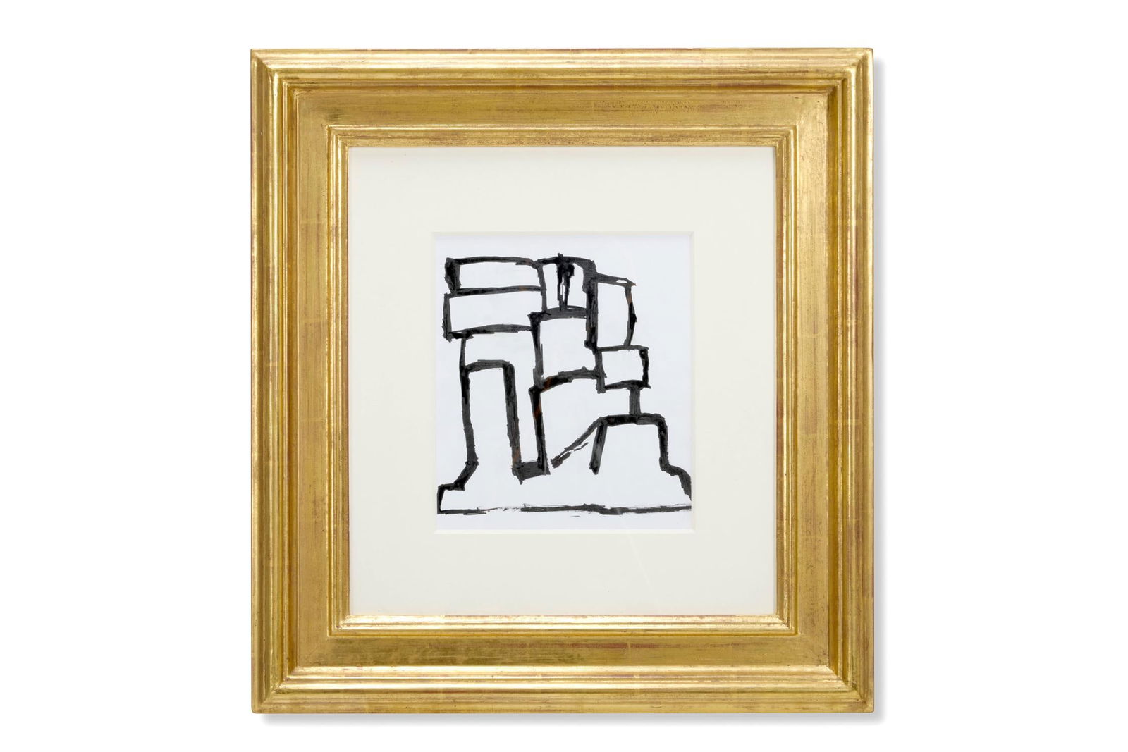 λ FRITZ WOTRUBA (AUSTRIAN 1907-1975), FIGURE IN BLOCK: λ FRITZ WOTRUBA (AUSTRIAN 1907-1975)FIGURE IN BLOCK Brush and black ink over a printed base on paper 22 x 19cm (8½ x 7¼ in.) λ indicates that this lot may be subject to Droit de Su