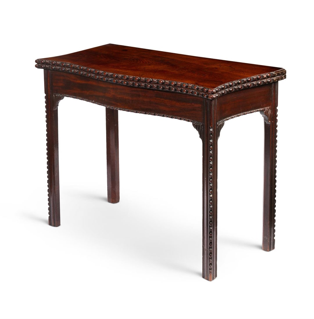 A GEORGE III CARVED MAHOGANY TEA TABLE, CIRCA 1760: A GEORGE III CARVED MAHOGANY TEA TABLECIRCA 1760With gate leg action73cm high, 91cm wide, 44cm deep (when closed)Provenance:The Lynch House, Kensworth, the collections of H W Rubin and E W Rubin and t