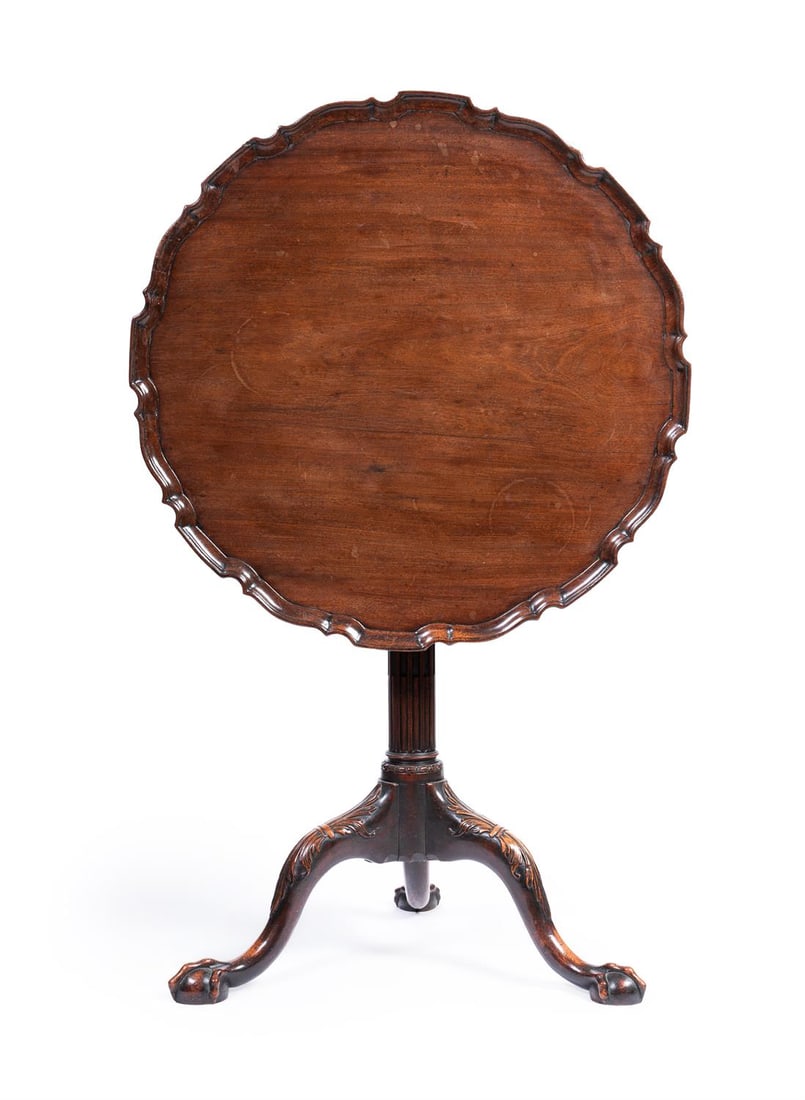 AN EARLY GEORGE III CARVED MAHOGANY 'PIE CRUST' TRIPOD TABLE, CIRCA 1760: AN EARLY GEORGE III CARVED MAHOGANY 'PIE CRUST' TRIPOD TABLECIRCA 176071cm high, the top 66cm diameterProvenance:The Lynch House, Kensworth, the collections of H W Rubin and E W Rubin and thence by de