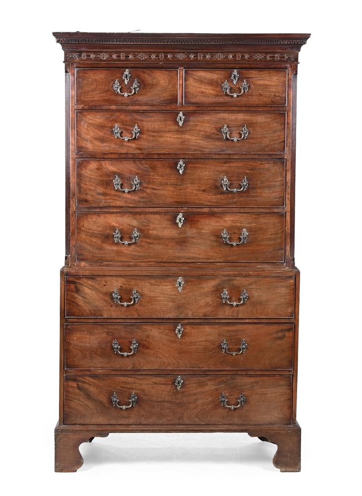 A GEORGE III MAHOGANY CHEST ON CHEST, CIRCA 1770: A GEORGE III MAHOGANY CHEST ON CHEST CI