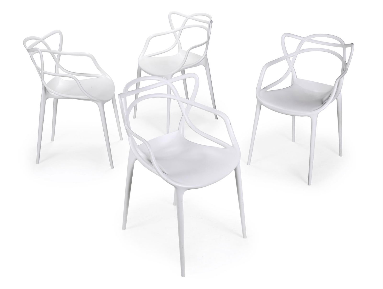 PHILIPPE STARCK (FRENCH, B. 1949), FOUR 'MASTERS' CHAIRS FOR KARTELL; DESIGNED 2010; 21ST CENTURY: PHILIPPE STARCK (FRENCH, B. 1949)FOUR 'MASTERS' CHAIRS FOR KARTELL; DESIGNED 2010; 21ST CENTURYRecycled thermoplastic technopolymer (with mineral filler and soft-touch treatment)Stamped to back 'Karte